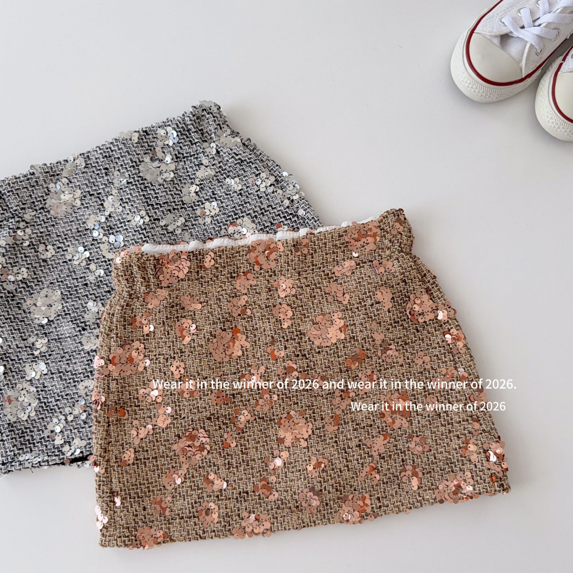 【Heavy-duty】2026 Autumn Collection Girls' Versatile Fashionable Korean-style Sequin Skirt with Shorts