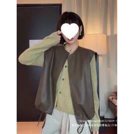 设计感显白百搭休闲皮衣马甲外套春秋新款叠穿外搭显洋气时尚上衣