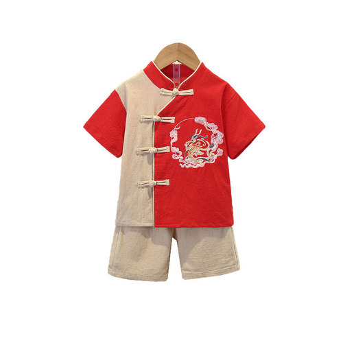 Children's summer boys and girls Hanfu Tang suit Republic of China style antique suit primary school students and toddlers retro performance costumes