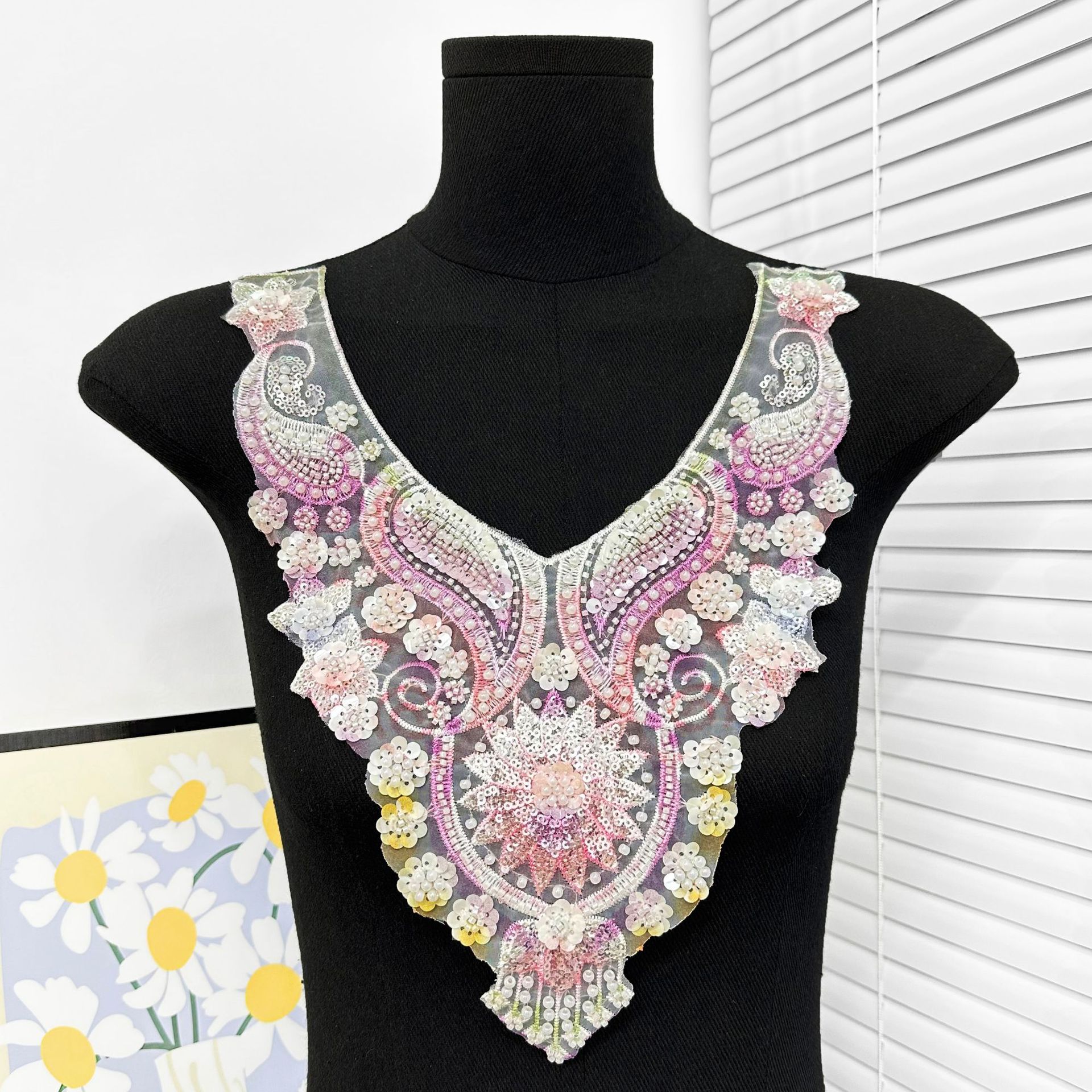 Fantástico espectáculo de escenario vestido de collar fantasía sequinilla malla bordado encaje vestido de boda DIY accesorios de decoración image 10