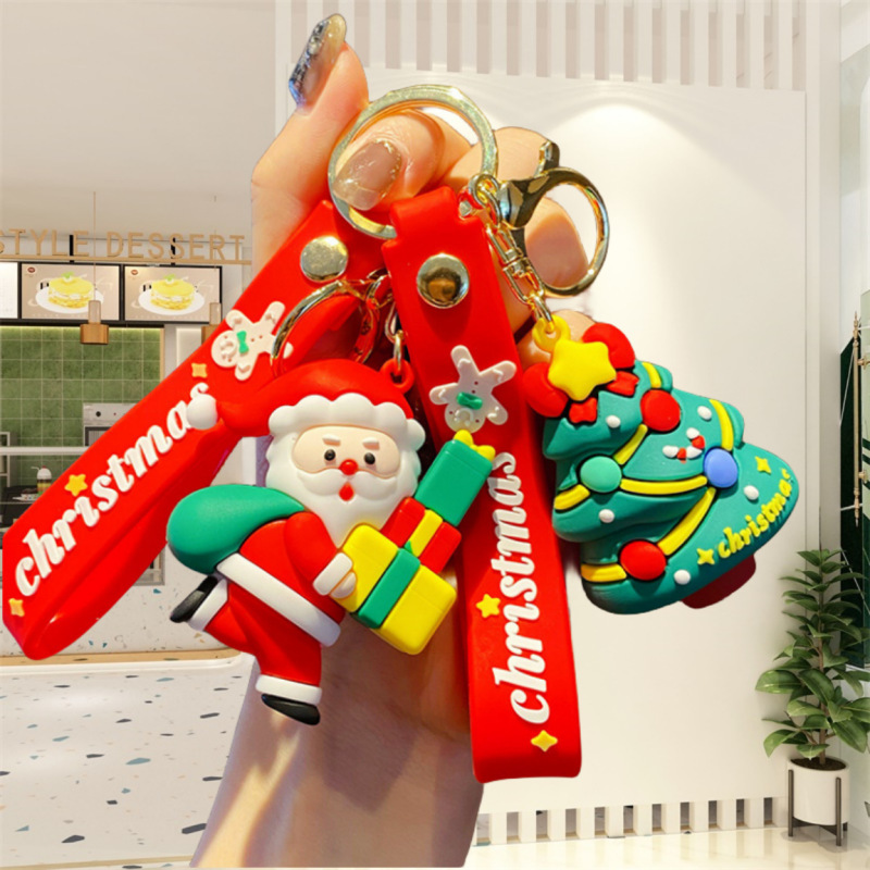 クラシックな新しいクリスマスキーホルダー人形ペンダントクリスマスツリートナカイ雪だるまキーホルダー子供キャッチャー小さなギフト|undefined