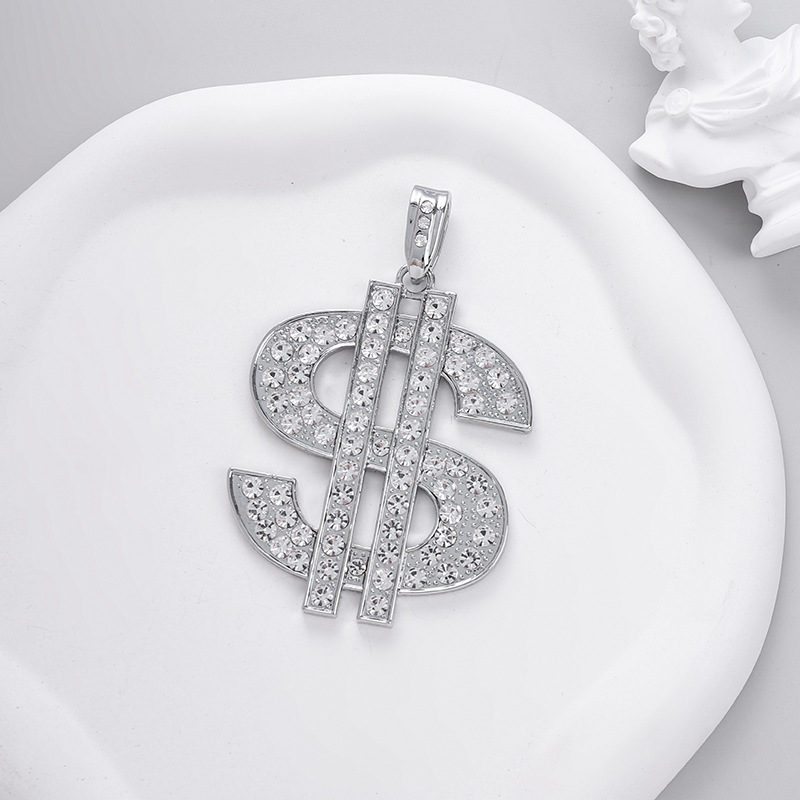 Collier pendentif signe dollar style hiphop en alliage pour adulte_voghion.com