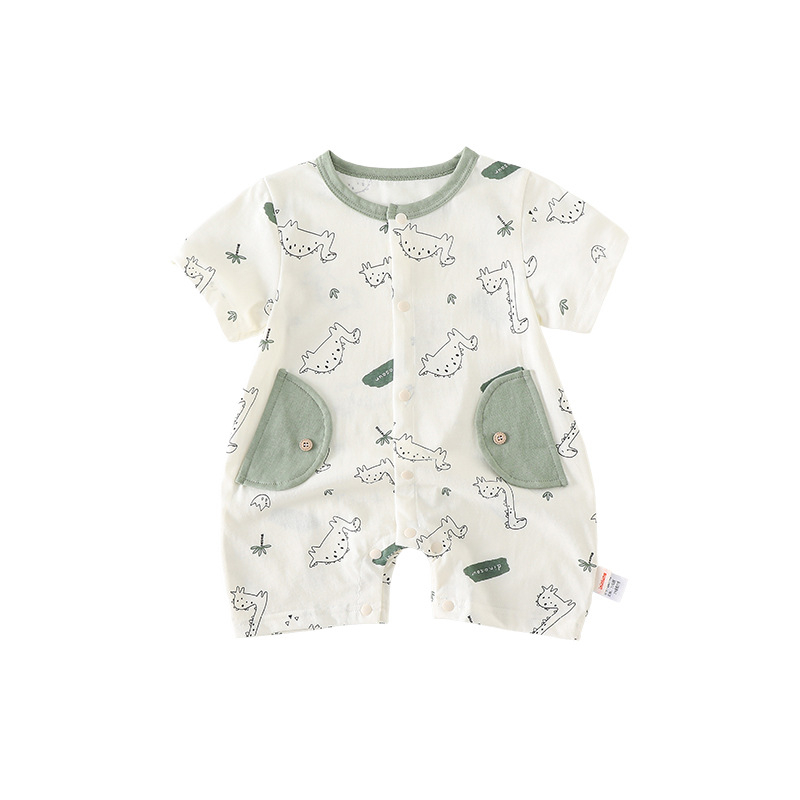 106059819@qq.com 0-18 Months Newborn Romper, Summer Thin Short-sleeved Clothing, Boy Baby Jumpsuit, Fresh And Stylish Outdoor Outfit_voghion.com