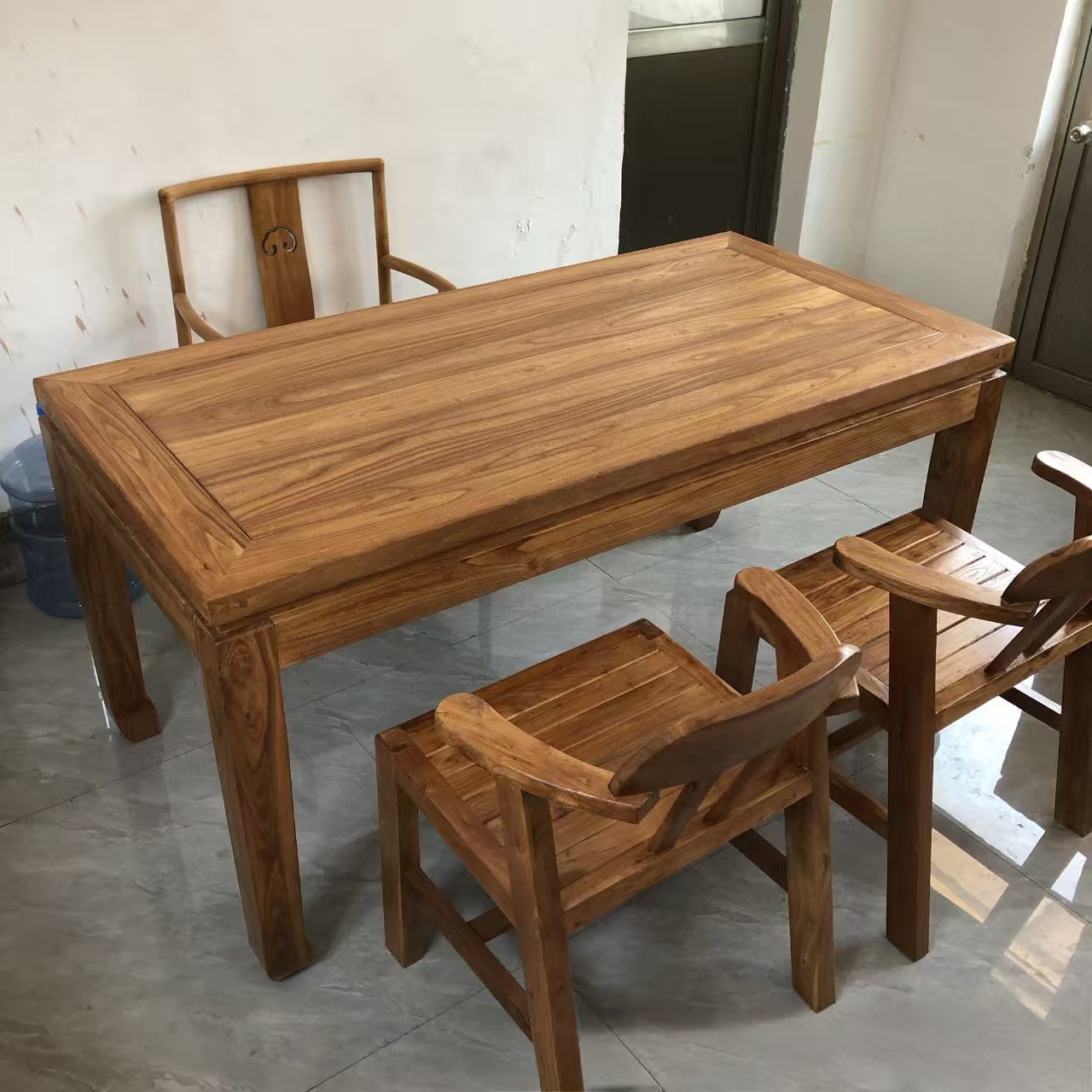 Old Elm Chinese Dining Table Living Room Solid Wood Tea Table and Chairs Office Reception Table B&B Old Table and Chairs Courtyard Dining Table