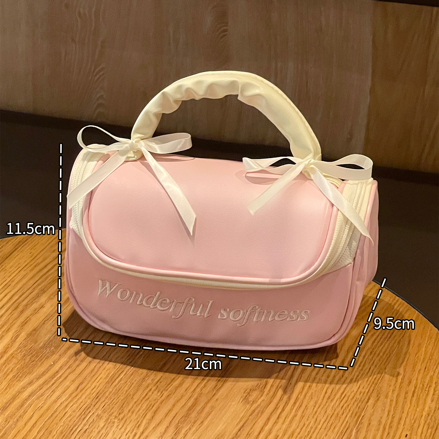 Nueva bolsa de maquillaje de arco simple portátil bolsa de almacenamiento de mano bolsa de lavado impermeable de gran capacidad