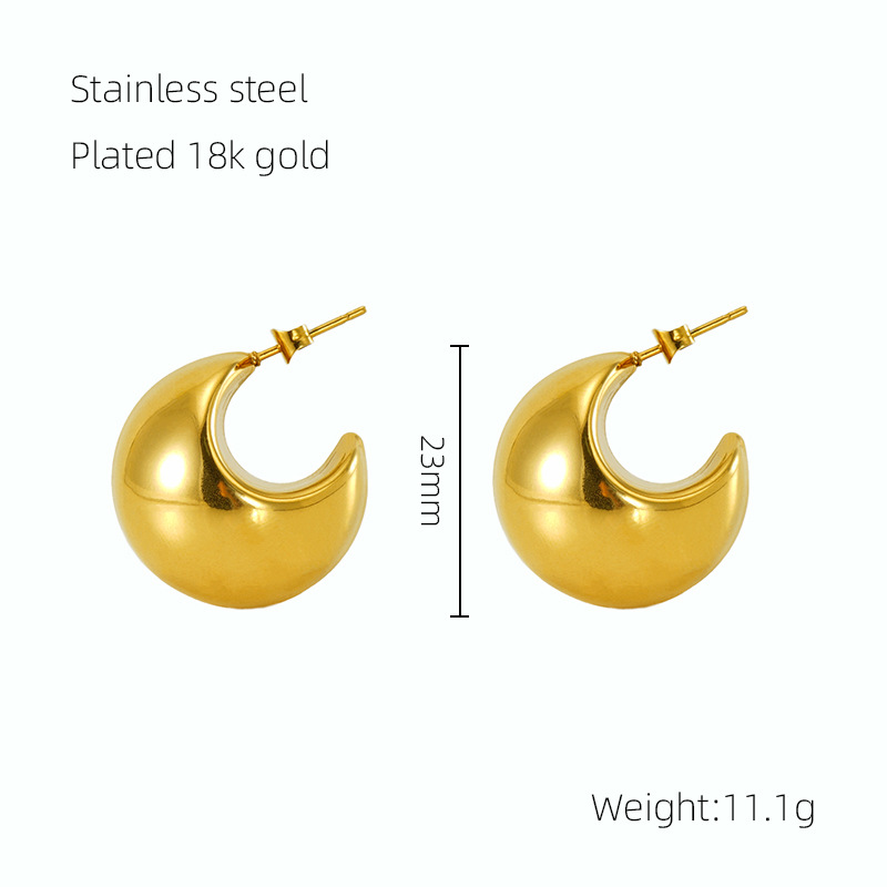 Diseño avanzado europeo y americano sentido 18K oro rechoncho gota de agua pendientes de acero de titanio INS moda todo partido pendientes geométricos al por mayor