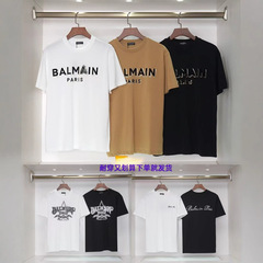 BAL ヨーロッパとアメリカのトレンドブランド MAINer 春夏新作 ルーズプルオーバー 半袖 ホットスタンピングレター コットン カップル Tシャツ