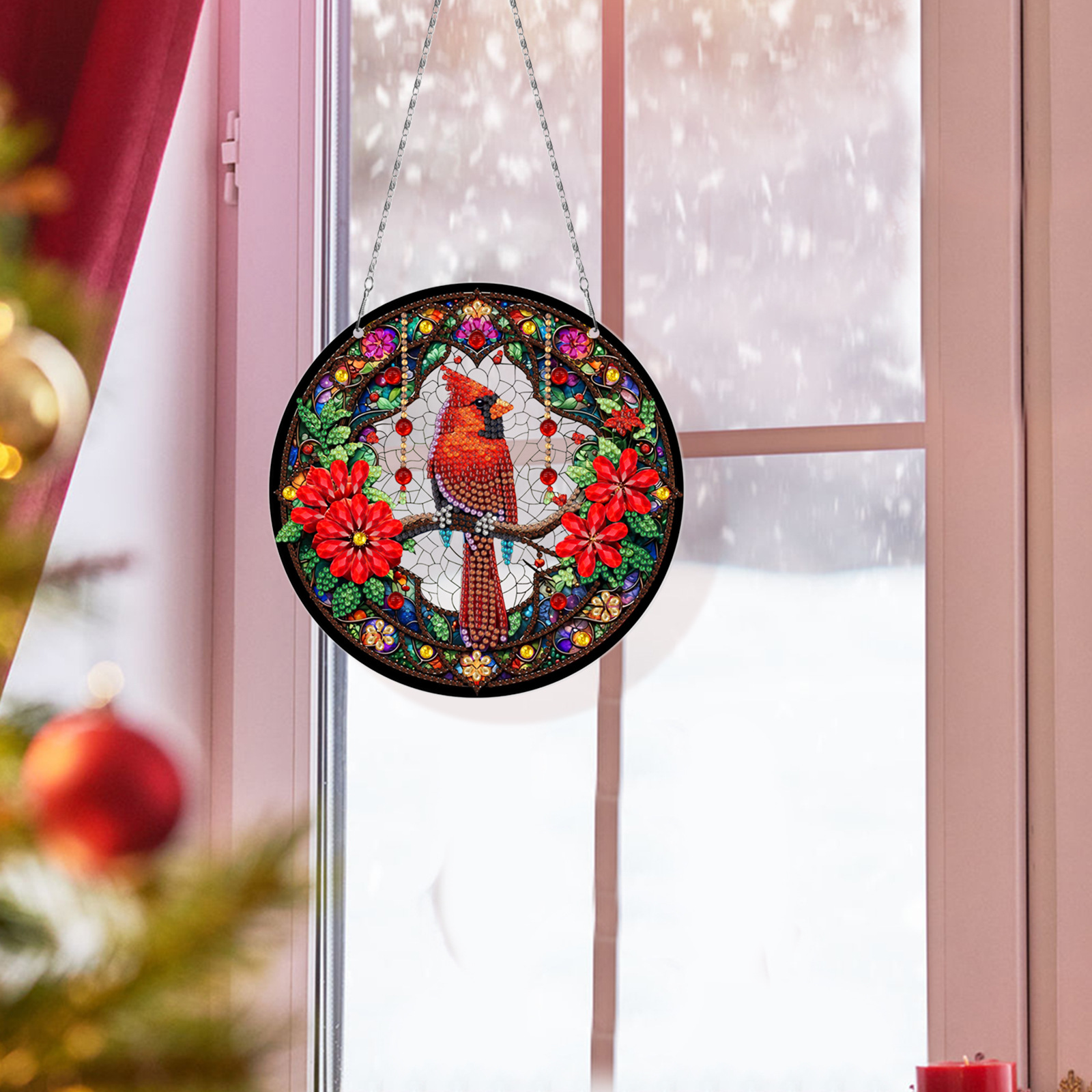 Diamante pintura perimetral DIY anillo 3 piezas juego de dibujos animados colgante genio Navidad sala de estar decoración de pintura distribuible