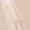 Earrings jade, long brand fashionable one bead bracelet, Chinese style