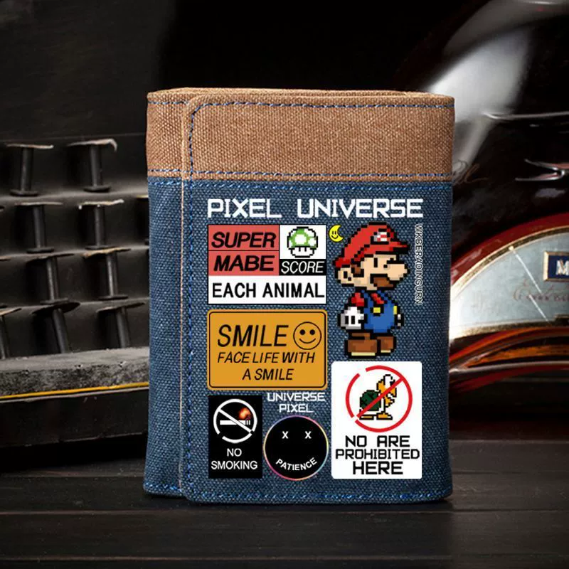 Милый кошелек Марио, мужской вертикальный модный тренд, студенческий подростковый игровой мультяшный анимационный периферийный держатель для карт