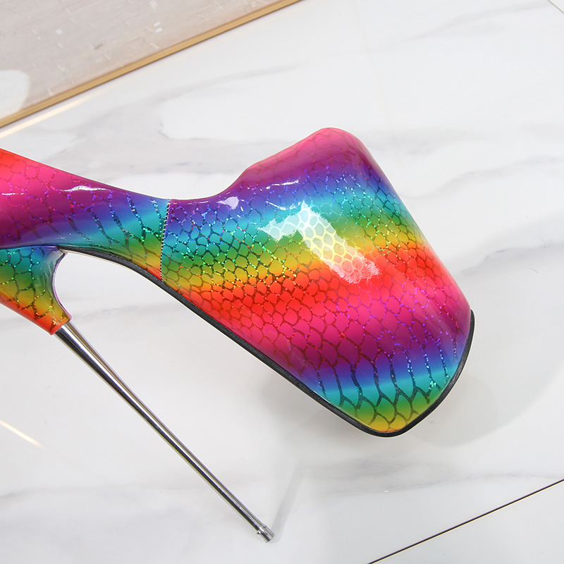 Giày cao gót nữ mũi nhọn gót thép 22 cm, kiểu stiletto quyến rũ, cổ cao mắt cá chân — Màu đỏ chi tiết 6