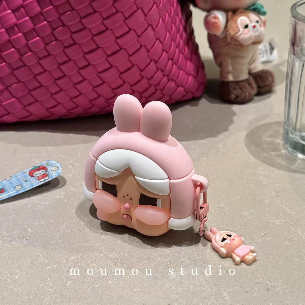 Cute cartón de dibujos animados de color sólido llorando cajas de auriculares para Airpods 1 / 2 Apple Bluetooth inalámbrico cubierta de auriculares 34