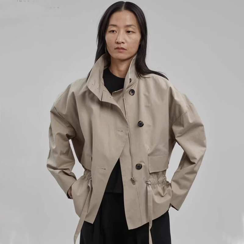 Fr*Nkie Sh*P Short Outwear Autumn and Winter New Work Style Drawstring Windbreaker Simple Versatile Outwear Women's Clothing