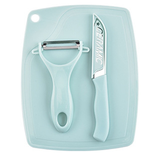 Fruit Knife Set Ceramic Small Knife Trio Set Cutting Board Knife Set Peeler and Fruit Scooper