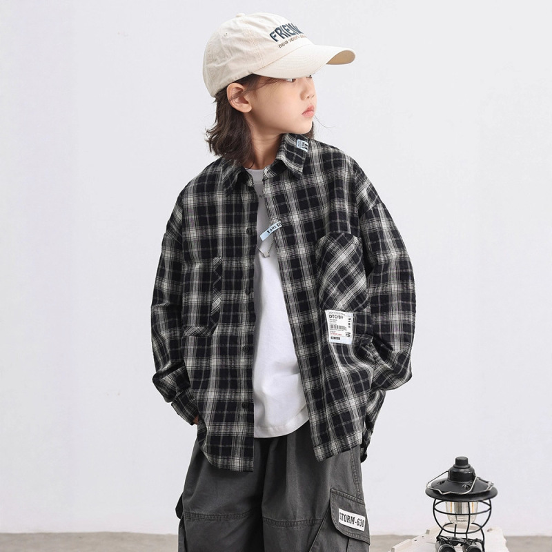 男童秋装衬衫2025新款中大儿童装春秋款上衣外套男孩秋季衣服潮酷|undefined