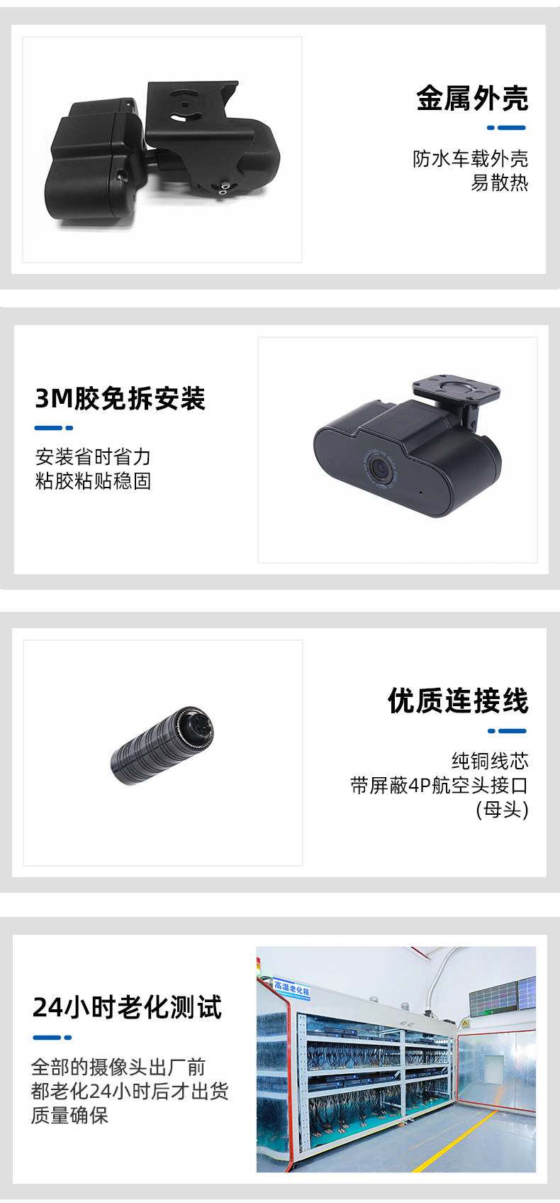 AHD front and rear dual-camera system for in-car monitoring, featuring infrared night vision, high-definition wide-angle lens, and high-definition camera – a popular product for cross-border sales