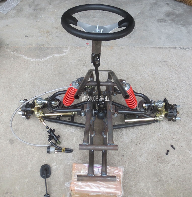 Modified four-wheel go-kart front axle accessories, electric vehicle and ATV steering wheel, brakes, shock absorbers, suspension system