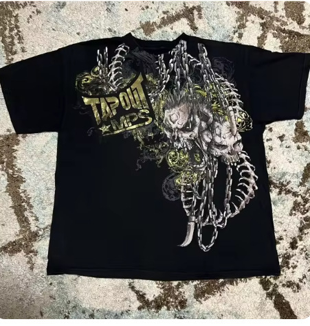 ストリート Tapout Tシャツ Y2K メンズ ヒップホップ レターグラフィック プリント オーバーサイズ Tシャツ 原宿|undefined