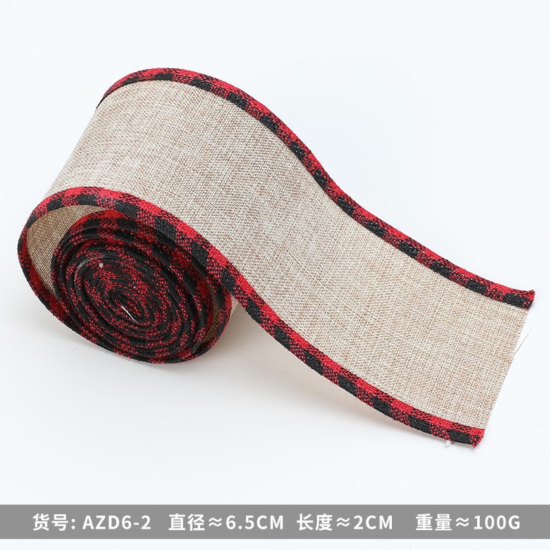 Navidad transfronteriza imitación de lino cinta cinta cinta regalo de Navidad embalaje arco accesorios cinta decoración al por mayor