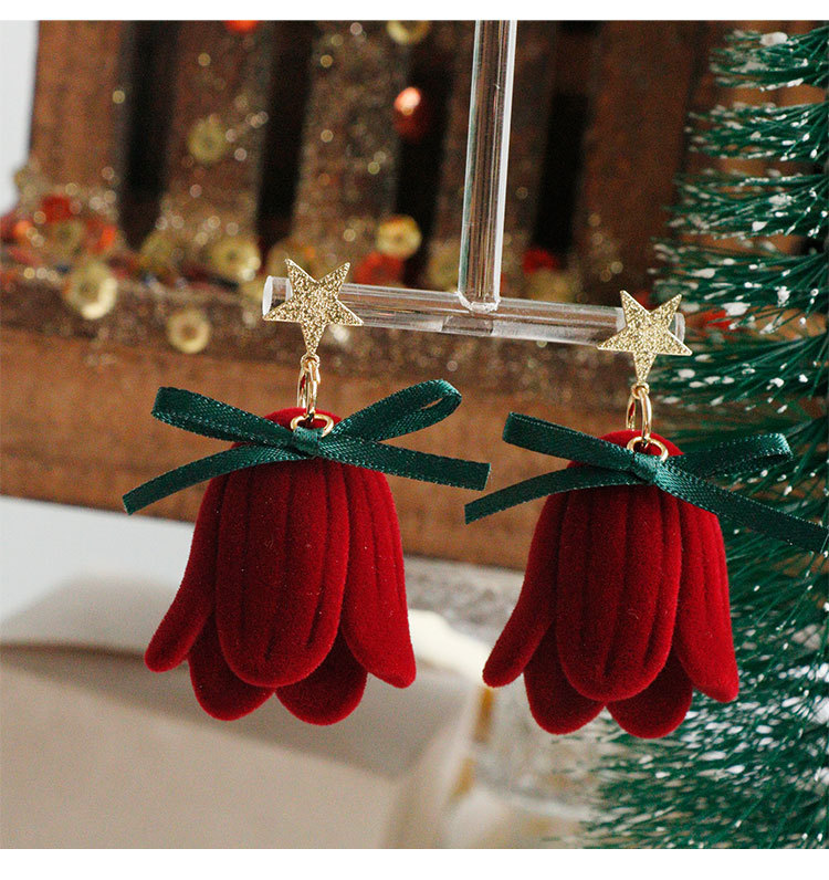 Holiday, Party Occasion Resin Material Christmas Festival 1 Pair Retro Star Bow Knot Tulip Resin Drop Earrings