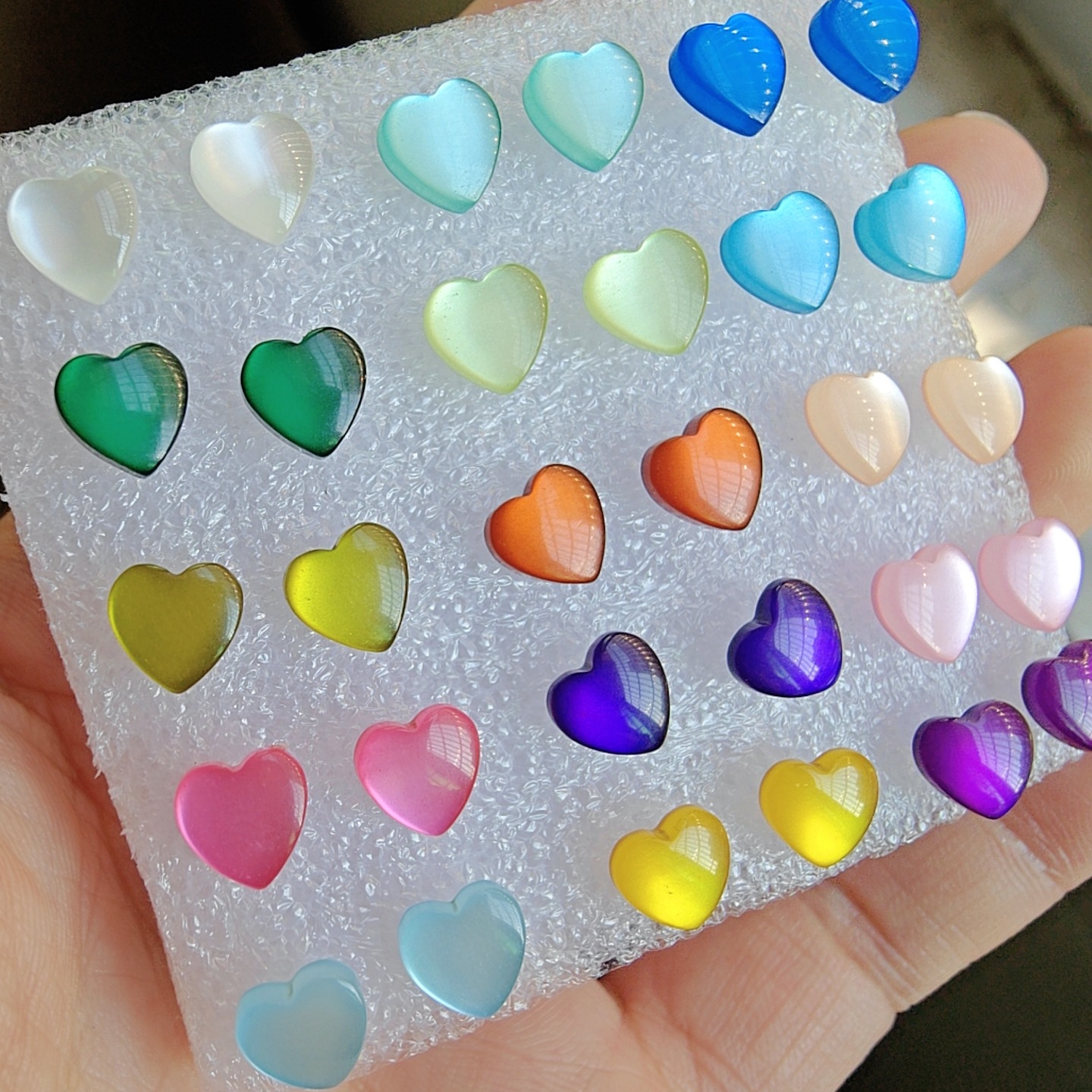 新款爱心树脂耳钉猫眼心形透明塑料耳针养耳洞桃心清款式耳钉耳饰