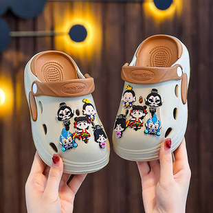 Eva Kidsren's Crocs for Boys and Girls Nezha Ao Bing Summer New Cute Cartoon Non-Slip Outer Beach Shoes Trendy