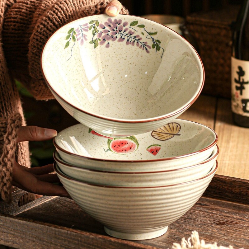 Chinese-style hand-painted rice bowl, home-use dessert bowl, underglaze color, high aesthetic value, soup and snack bowl, exquisite noodle bowl, Qin Hai bowl Chinese-style hand-painted rice bowl, home-use dessert bowl, underglaze color, high aesthetic value, soup and snack bowl, exquisite noodle bowl, Qin Hai bowl