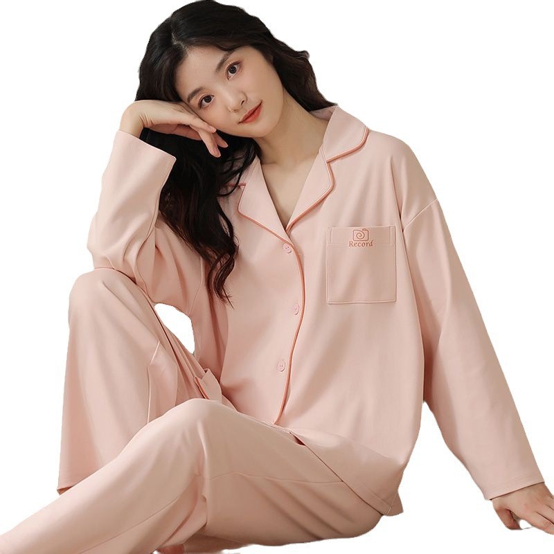Pijamas de algodón para mujeres primavera y otoño, manga larga grande para vestir en Corea del Sur, lindo conjunto de ropa para el hogar