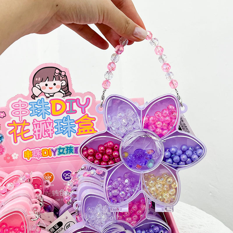 Niñas juguetes caseros petal caja princesa pulsera perlas joyas caja de joyería regalos de la escuela de entrenamiento