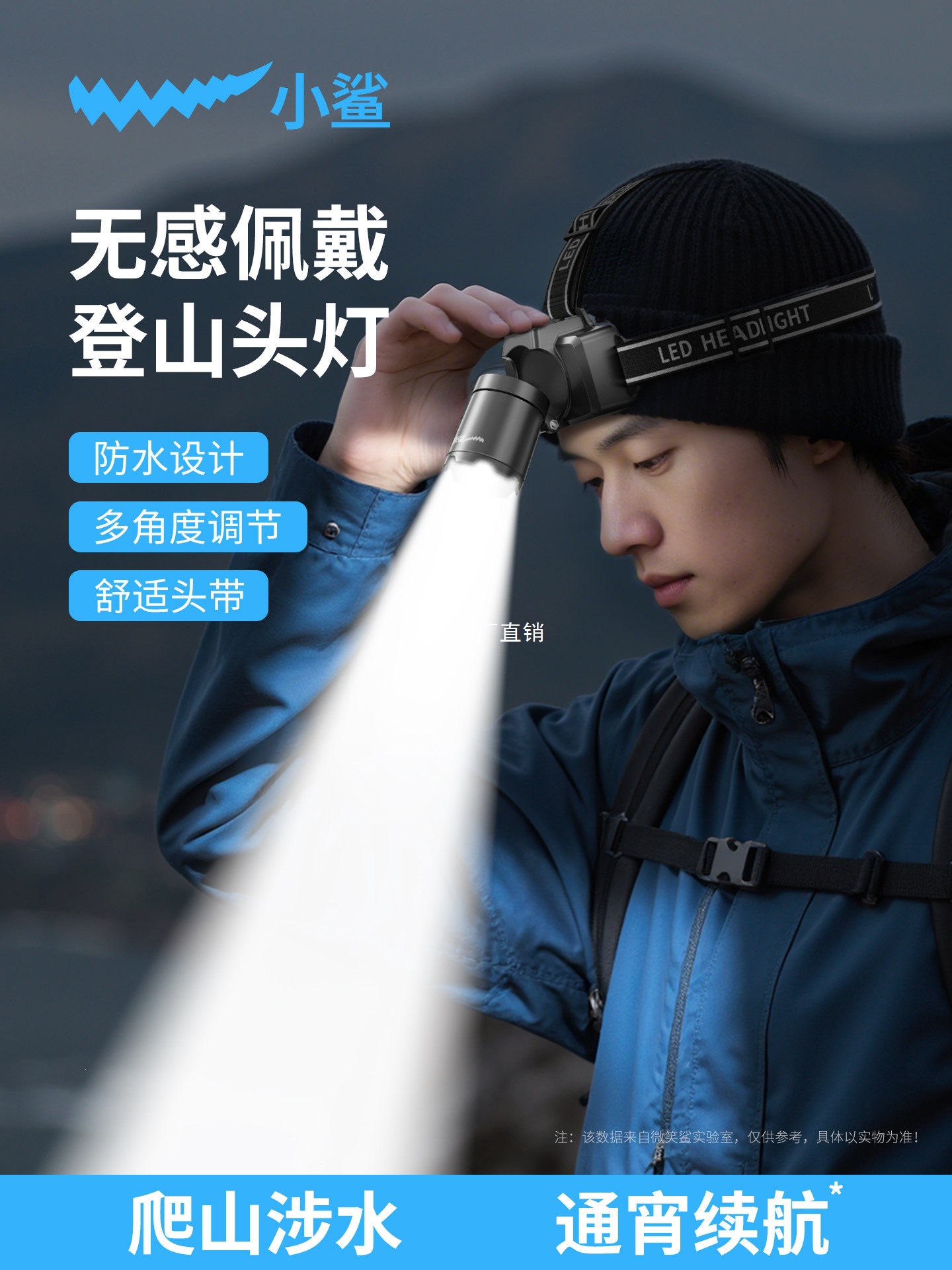 Little Shark Headlamp 2026 New Model Outdoor High-Brightness Ultra-Long Battery Life Head-Mounted Lighting Lamp for Hiking