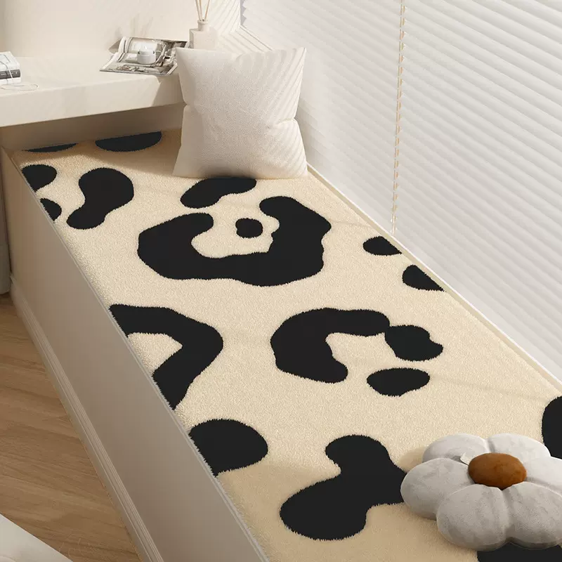 牛奶纹ins风仿羊绒飘窗垫阳台隔凉亲肤地垫客厅长条茶几垫床边毯