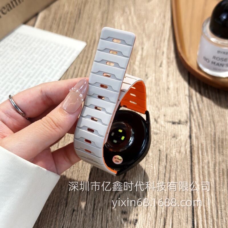 Dragon Scale Silicone Magnetic Watch Strap Suitable for Huawei Gt6/5/4 18 20 22mm Samsung Xiaomi Two-Color Wristband