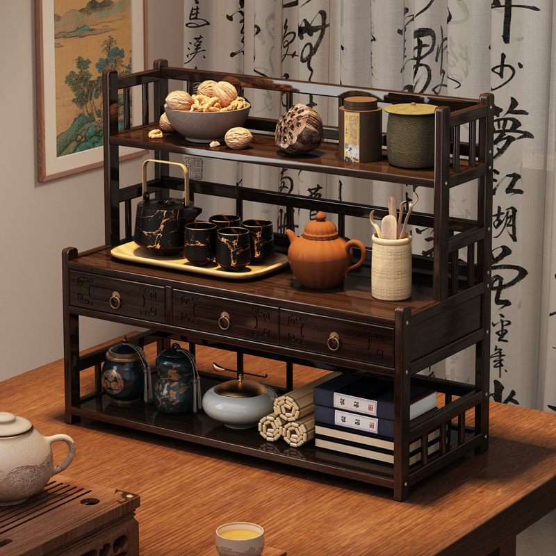 デスクトップ博古棚中国式ティーカップ棚古典茶器棚ティーポット棚展示棚紫砂壺棚|undefined