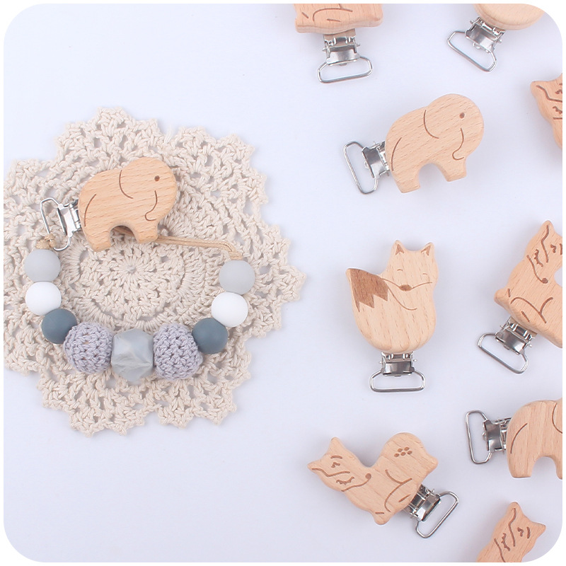 Bebé suministros de dibujos animados animal haya clip bebé creativo elefante forma DIY chupete cadena joyería Accesorios