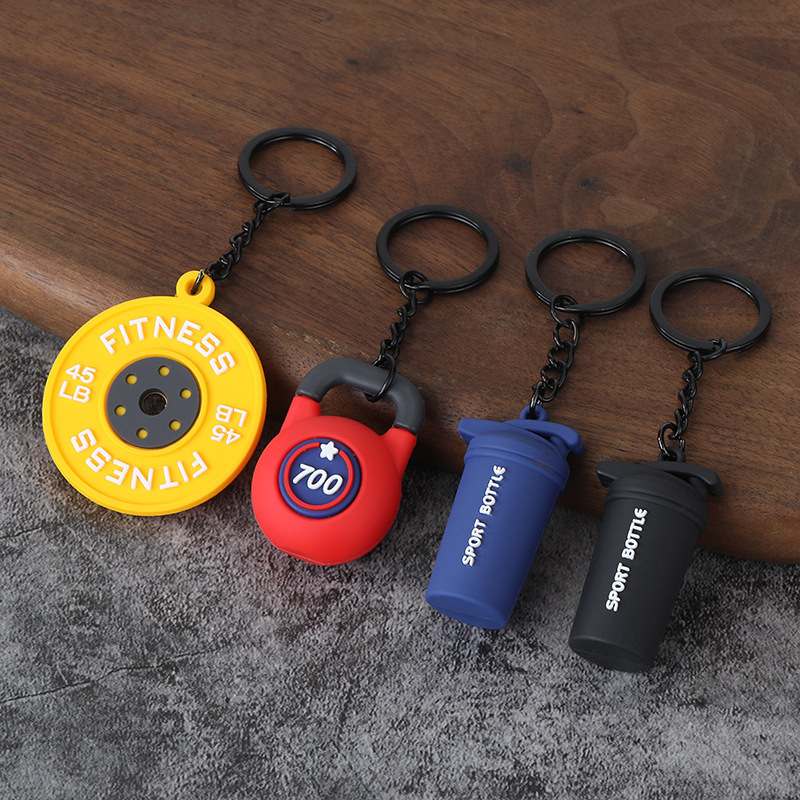 Creative Design Cute Keychain Fitness Series Barbell Dumbbell Pendant Backpack Decoration Accessory Key Chain