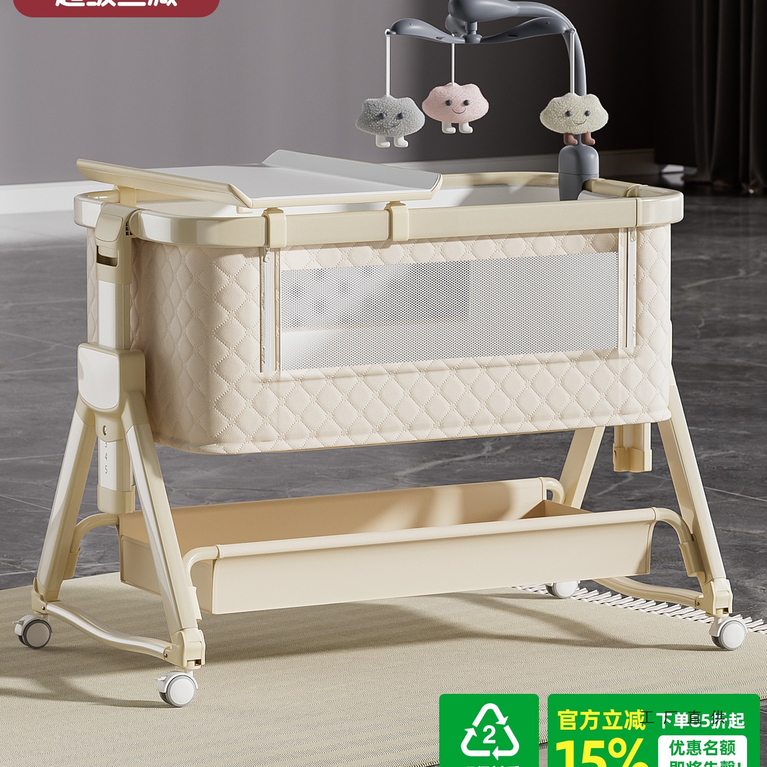 Crib Removable Splicing Large Bed Foldableable Baby Bed Multi-Functional Newborn Bb Cradle Bed 2025 New Style