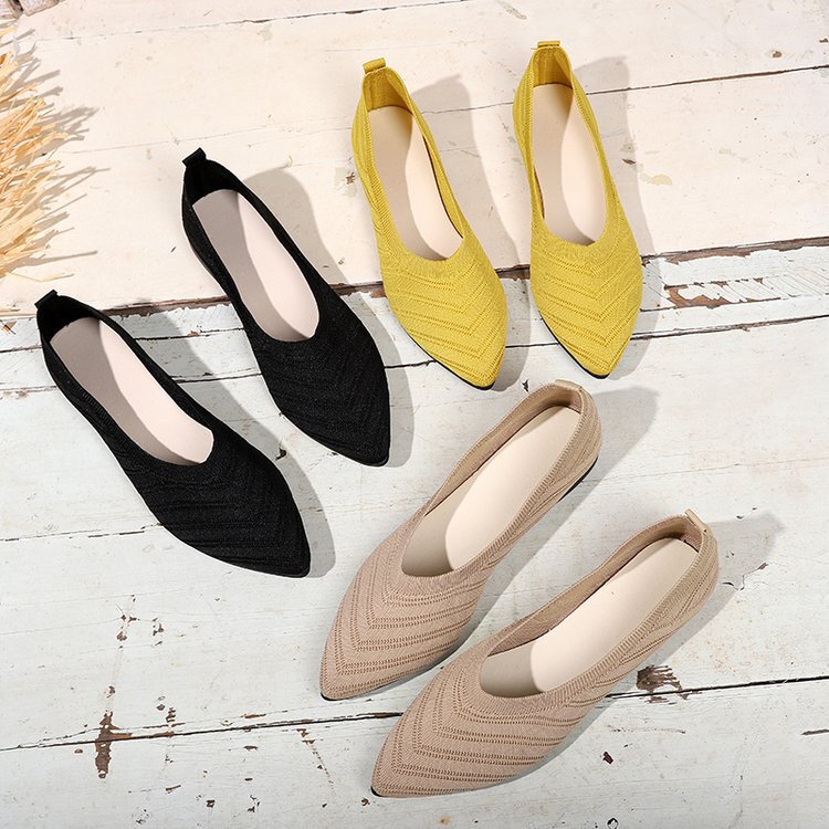 Breathable Knitted Large Size Women's Shoes Black and Yellow Casual Fashion Slip-On Loafers Women's Summer Shoes Breathable Knitted Large Size Women's Shoes Black and Yellow Casual Fashion Slip-On Loafers Women's Summer Shoes