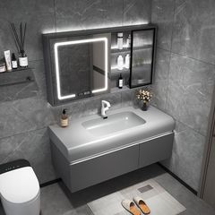 輕奢智能膚感一體盆圓弧浴室櫃組合衛生間洗漱台洗臉池洗手盆套裝