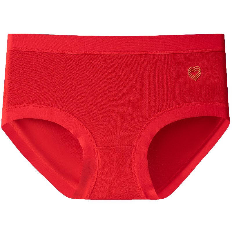 Año de nacimiento ropa interior de algodón de las mujeres entrepierna antibacteriana mediados de cintura sin costuras más tamaño pantalones cortos cabeza boda ropa interior roja
