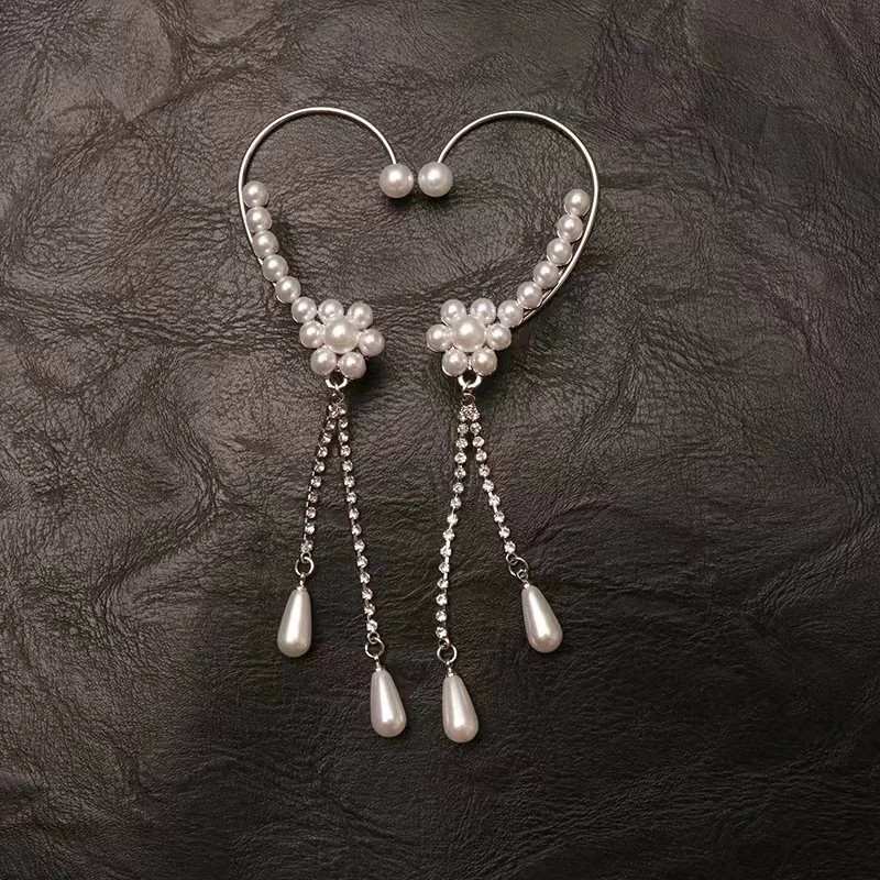 Сережки-ушки, дизайны из циркона и бахромы, клипсы без пирсинга, серебристые или золотистые