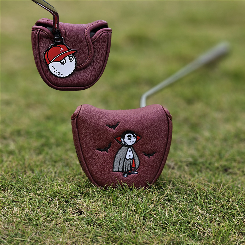 Golf clubs, helmet
