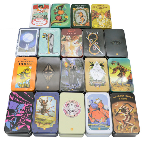 Iron Box Tarot Card Set Card Board Game English Bronzing Playing Card Oracle Cavett Paper Manual Waite