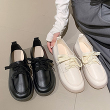 平底舒适护士鞋女2024夏季韩版新款一脚蹬豆豆鞋软底平底小皮鞋女