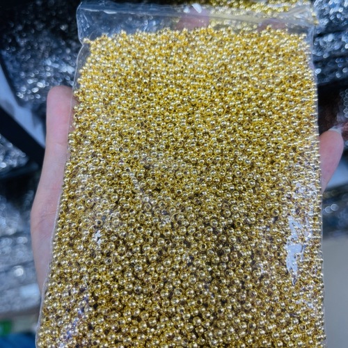 14K/18k gold-covered gold bean smooth round beads solid diy handmade loose beads beading gold beads positioning beads spacer accessories