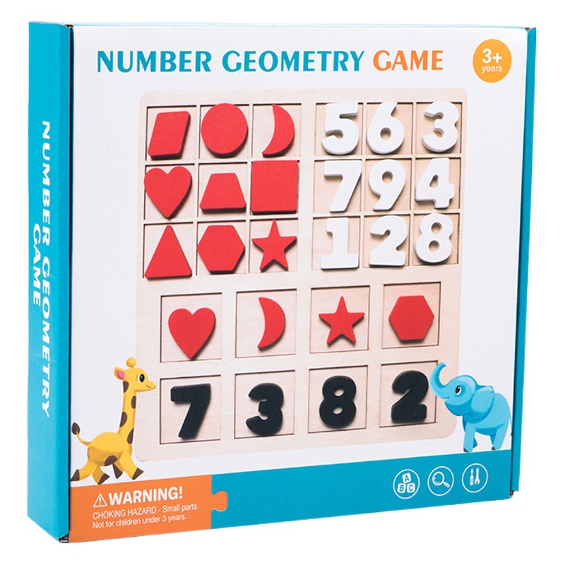 Educación temprana de los niños cognición gráfica digital igual geométrica juego de rompecabezas juego de mesa juego de pensamiento lógico juguete de madera