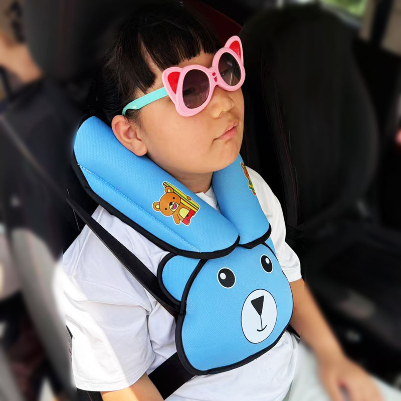 Bear Head Auxiliary Safety Belt Limiter Holder Car Kids Safety Belt Adjustment Anti-Stranglehold Shoulder Protector