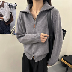 濮院蚕丝羊毛开衫外套拉链半高领秋装长袖针织毛衣高品质韩版女装