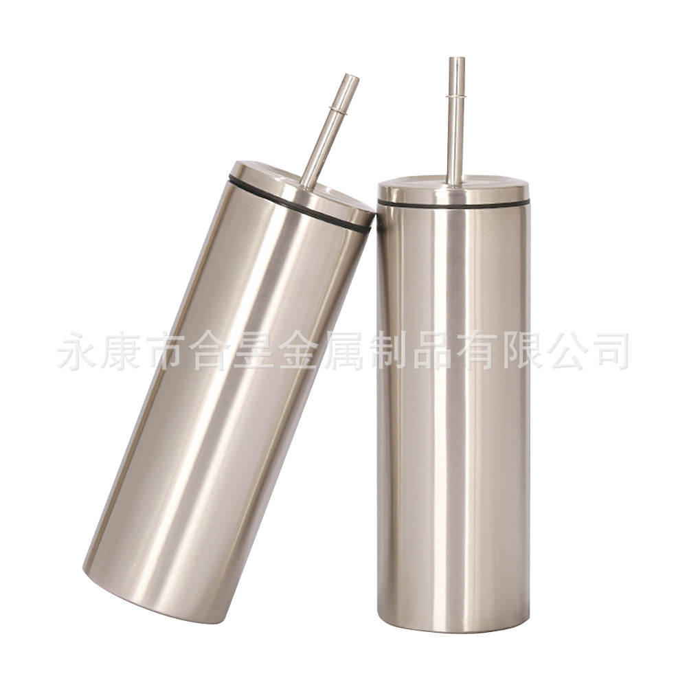 Bling rhinestone taladro 20oz vacío aislado paja de acero inoxidable taza café cuerpo recto adelgazamiento taza