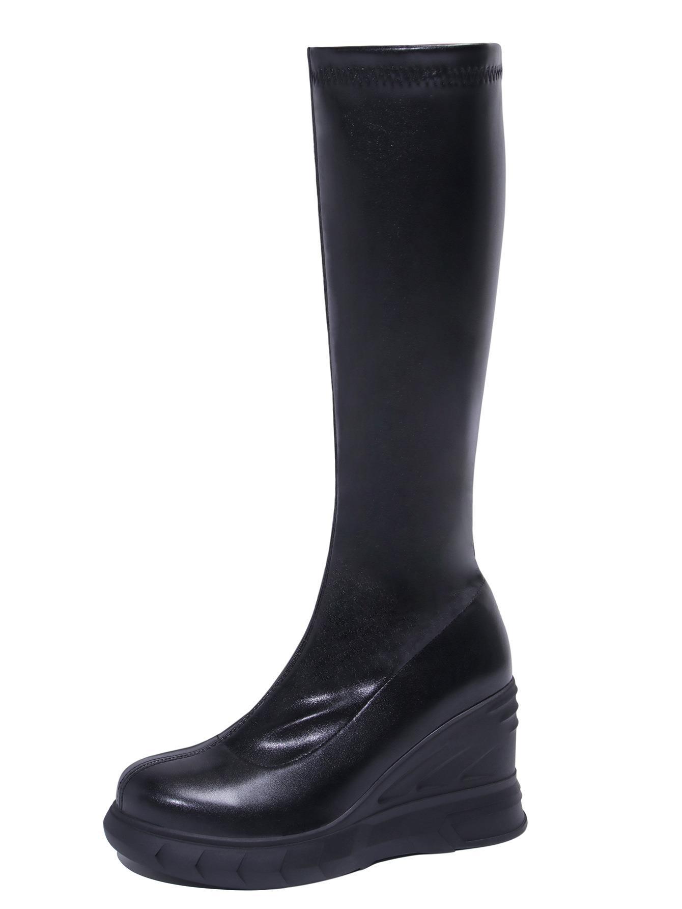 New shoes wedge women's large size fashion mid-leg boots_voghion.com