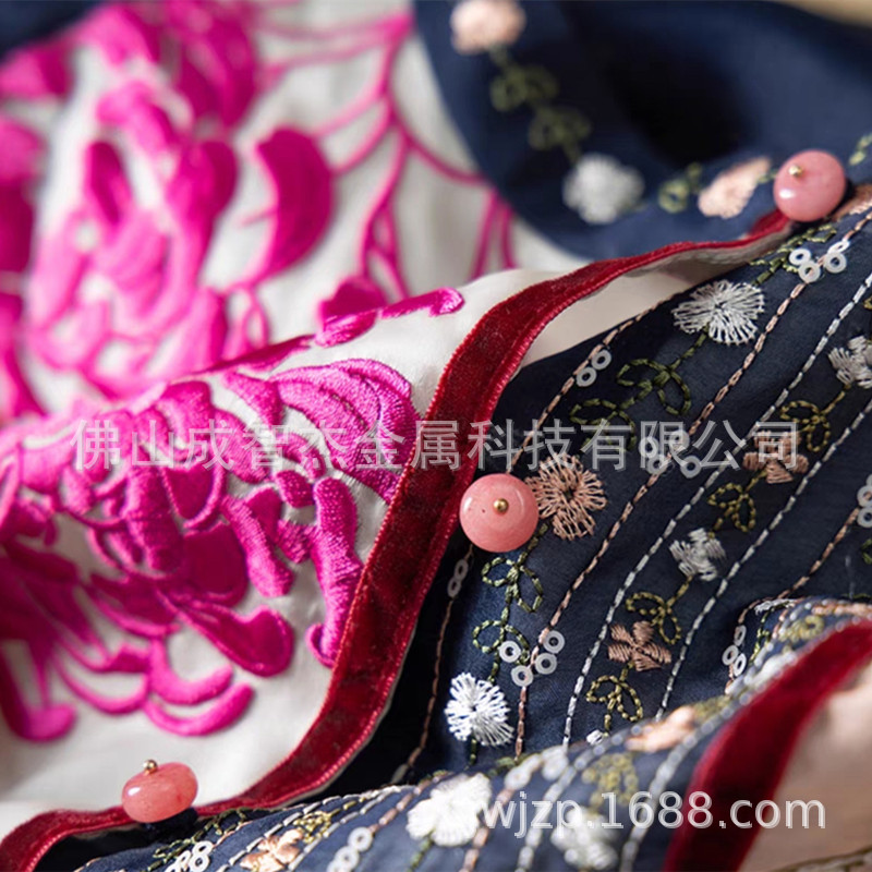 国风扣子石材粉红紫色系算珠 九紫离火旺运石材钮扣 中式雅韵之美